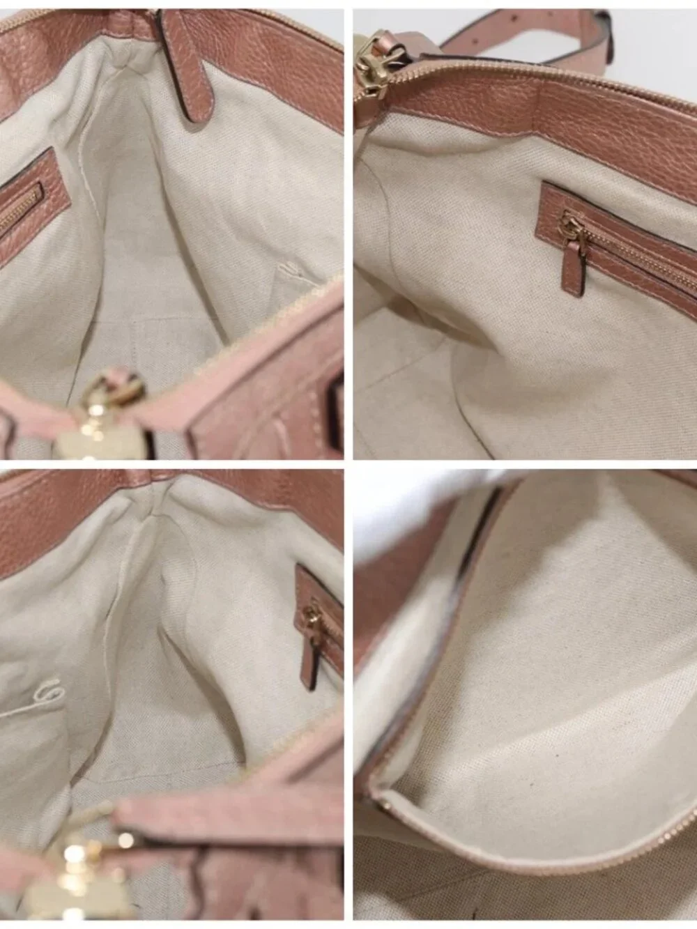 GUCCI Tote Bag Leather 2way Pink Gold 282300 Auth ka3524